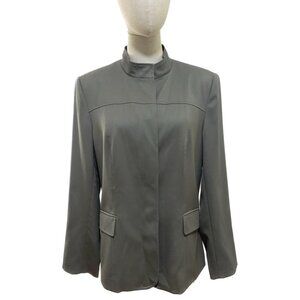 TALBOTS OLIVE GREEN MINIMALIST CONCEALED BUTTON CLOSURE JACKET NORMCORE 10